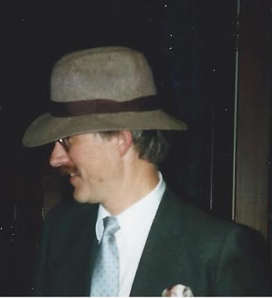 Blucher in 1930's dress after the 1988 public reading for "Caverns." 